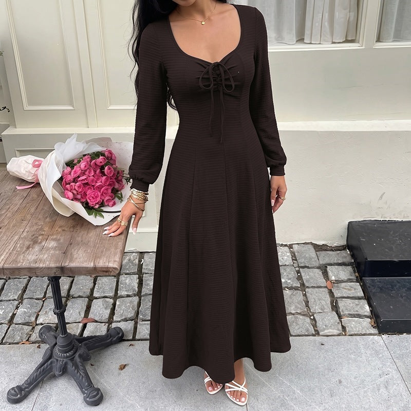 Damen Modisches Maxikleid mit gerafftem Ausschnitt Shop Nory