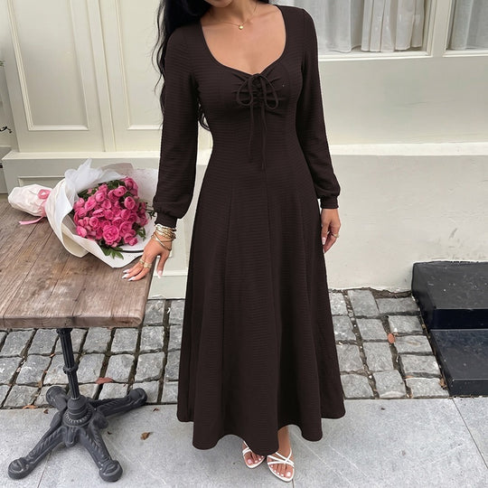Damen Modisches Maxikleid mit gerafftem Ausschnitt Shop Nory