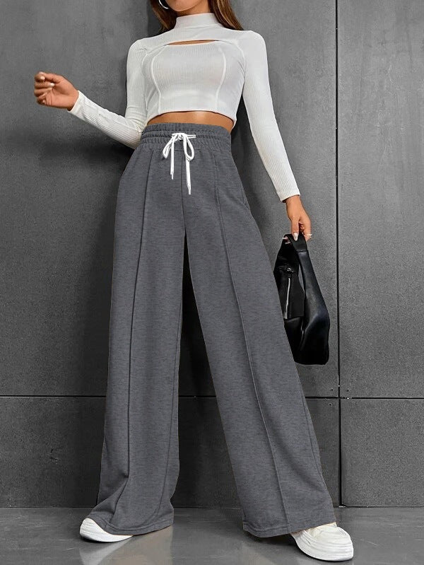 Damen nan weite High-Waist Palazzo-Jogginghose mit Kordelzug und Bügelfalte Shop Nory