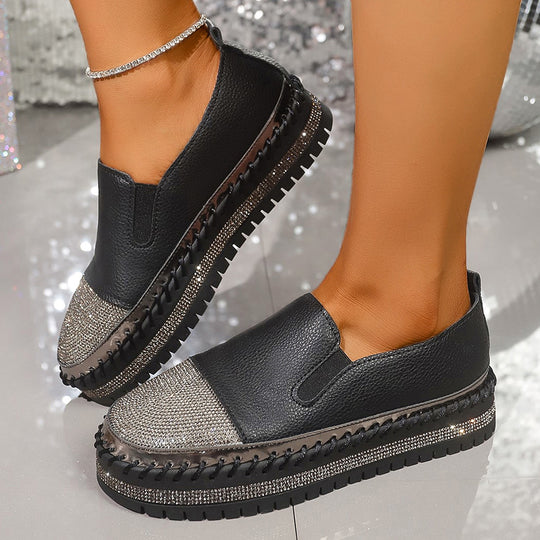 Damen glänzende Slip-On Plateau-Sneaker mit geflochtenem Rand und elastischem Einsatz Shop Nory