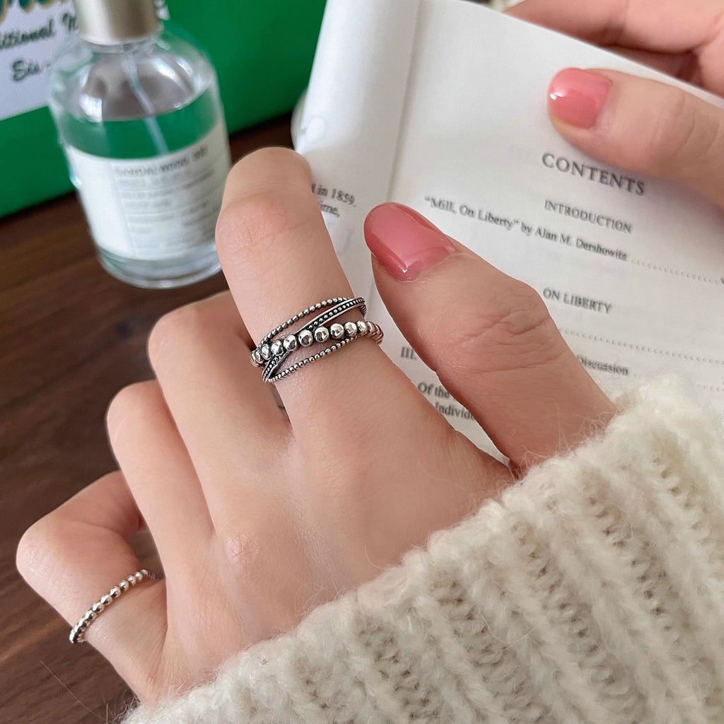 Damen filigraner Glitzerring mit perlenförmiger Struktur Shop Nory