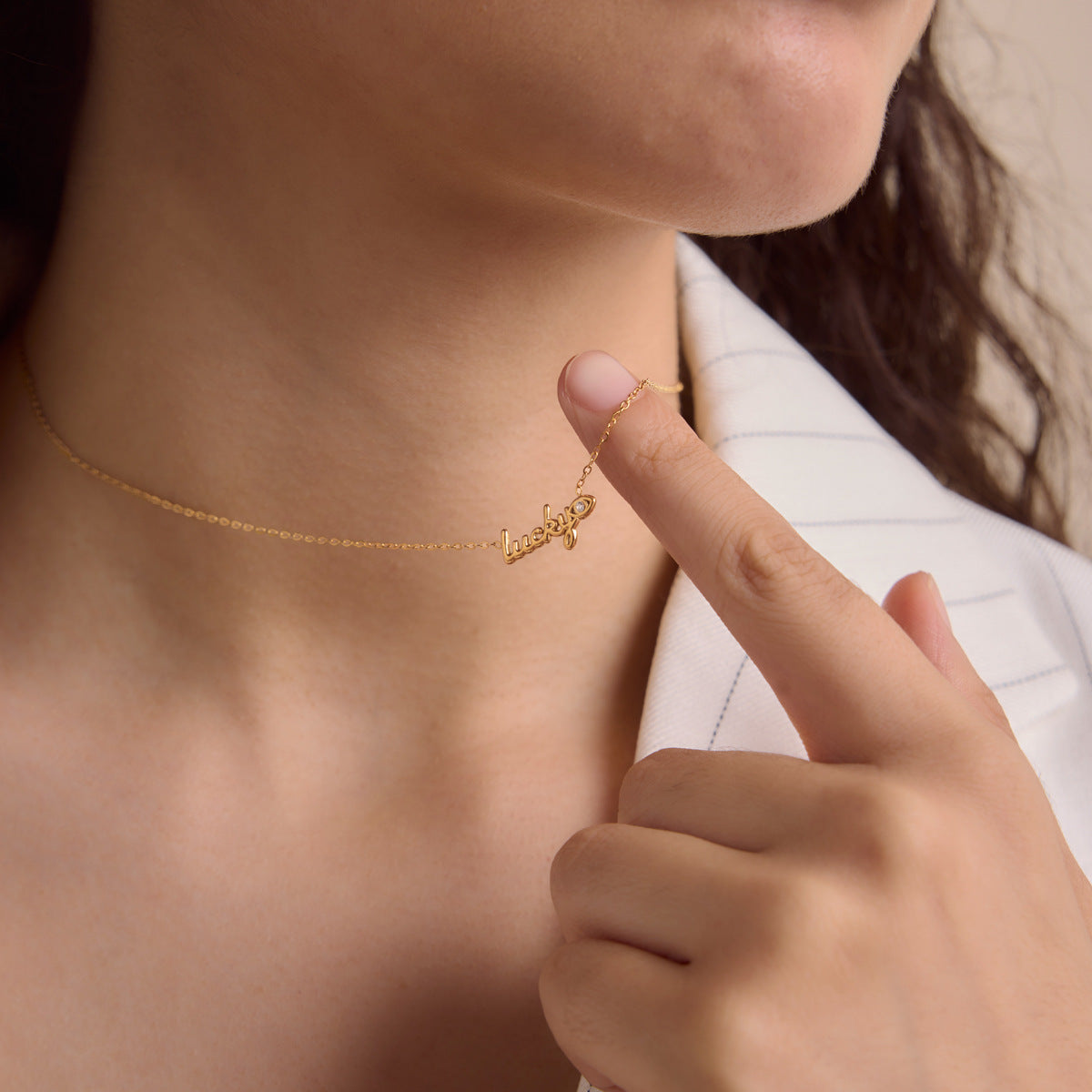 Damen Halskette mit persönlichem Glücksanhänger aus hypoallergenem Edelstahl Shop Nory