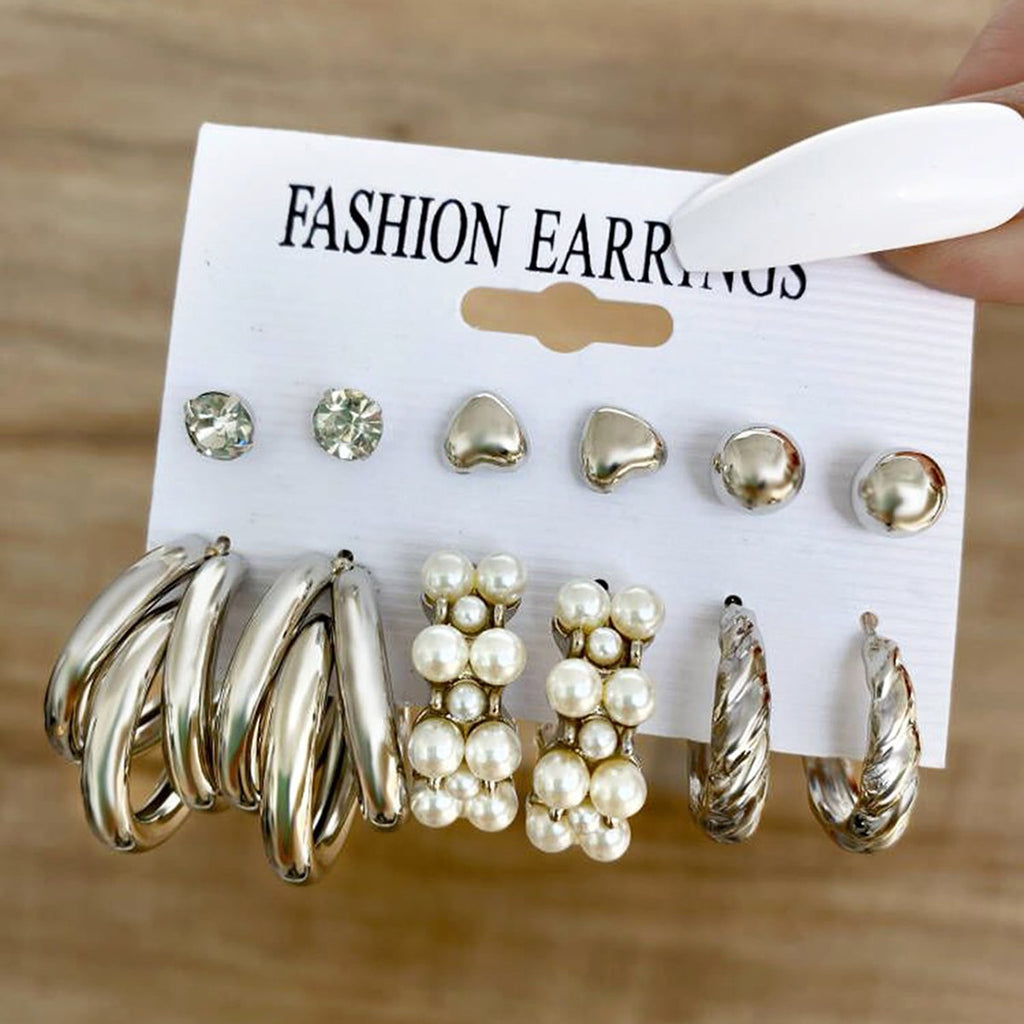 Damen Ohrstecker Set mit eleganten Designs und funkelnden Perlen Shop Nory