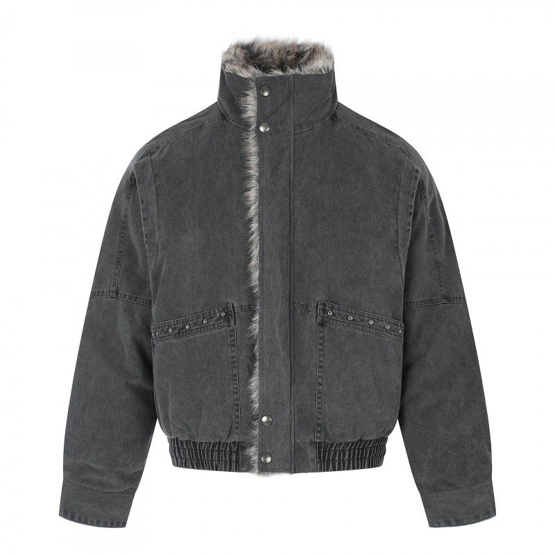 Damen Kurz geschnittene Cord‑Optik Blousonjacke mit Kunstfellfutter und hohem Stehkragen Shop Nory