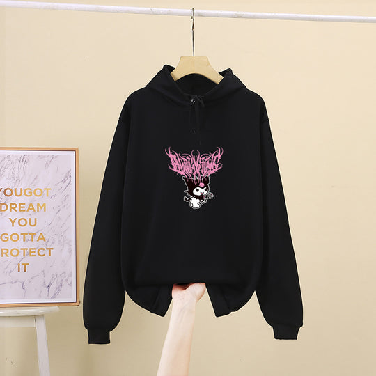 Damen nan Kapuzenpullover mit Gothic‑Kawaii Print, Oversize‑Schnitt und weichem Fleeceinnenfutter Shop Nory