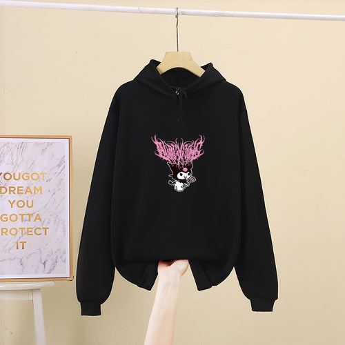 Damen nan Kapuzenpullover mit Gothic‑Kawaii Print, Oversize‑Schnitt und weichem Fleeceinnenfutter Shop Nory