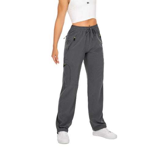 Damen nan lässige Cargo-Hose mit Elastikbund Tunnelzug und Reißverschlusstaschen Shop Nory
