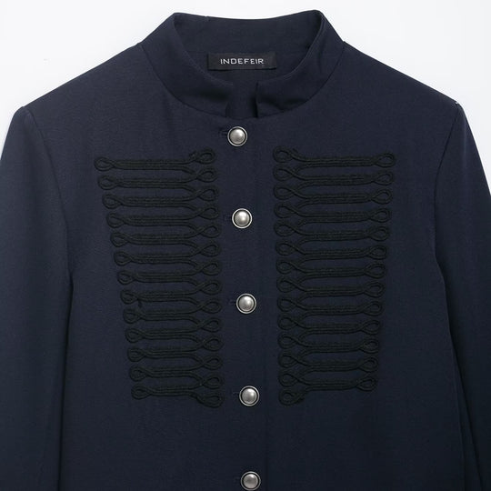 Damen Kurzer Militärinspirierter Wollmix-Blazer mit Stehkragen und Zierkordel-Detail Shop Nory