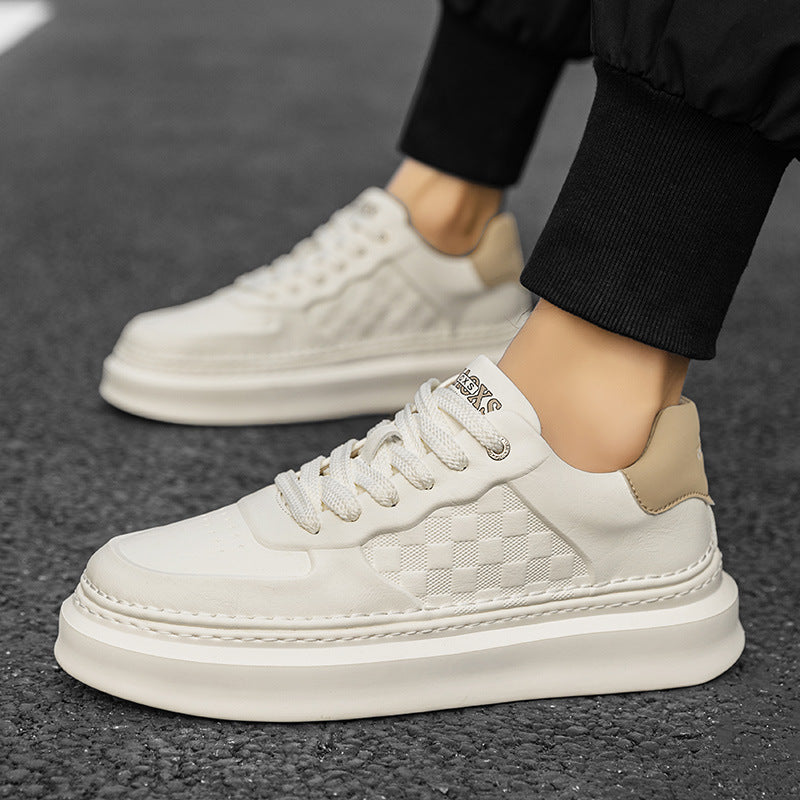 Unisex Voluminöse niedrige Sneaker mit geprägtem Schachbrettmuster und gepolstertem Fersenkragen Shopy Nory