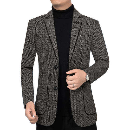 Herren Taillierter Strickblazer im Bouclé-Look mit aufgesetzten Taschen Shop Nory