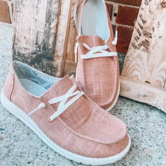 Damen Freizeit-Slip-On Schuhe mit elastischen Schnürdetails und rutschfester Sohle