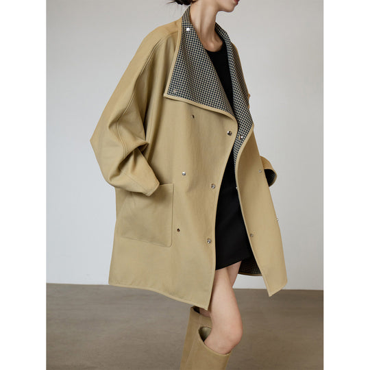 Damen Oversized Übergangsjacke mit kontrastierendem Kragen Shop Nory