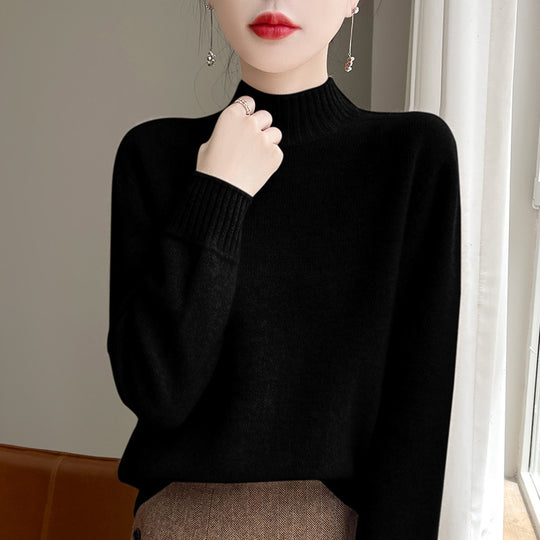 Damen Luxusweicher Midweight-Mockneckpullover aus Angora‑Optik mit feiner Rippe und entspannter Silhouette Shop Nory