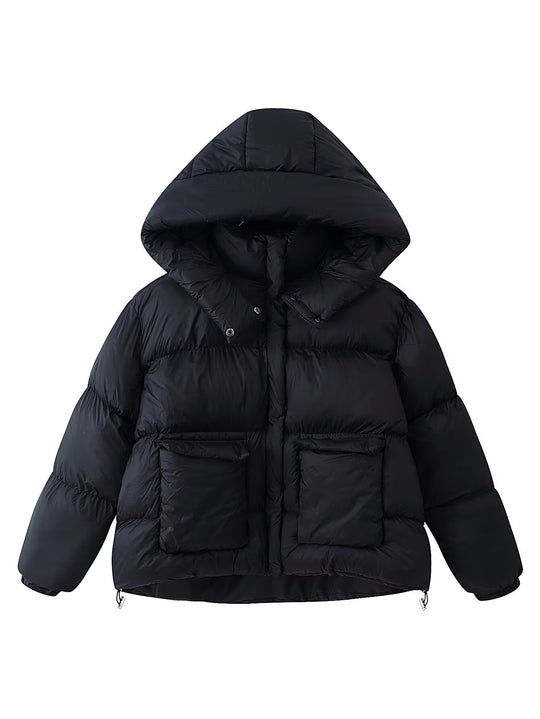 Damen Wattierte Oversize-Parka mit XXL-Kapuze und Klappentaschen Shop Nory