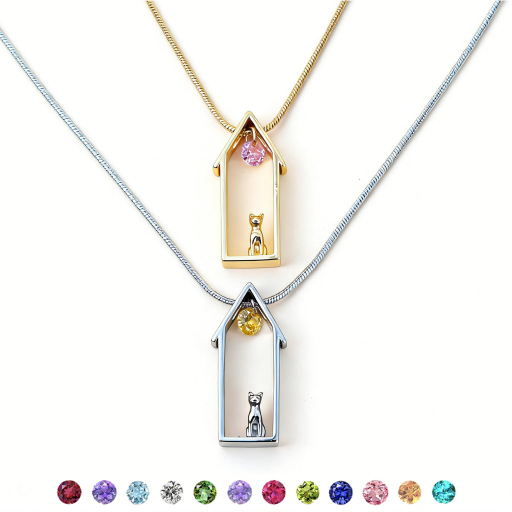 Damen Anhänger mit Katzenmotiv und funkelndem Kristall Shop Nory