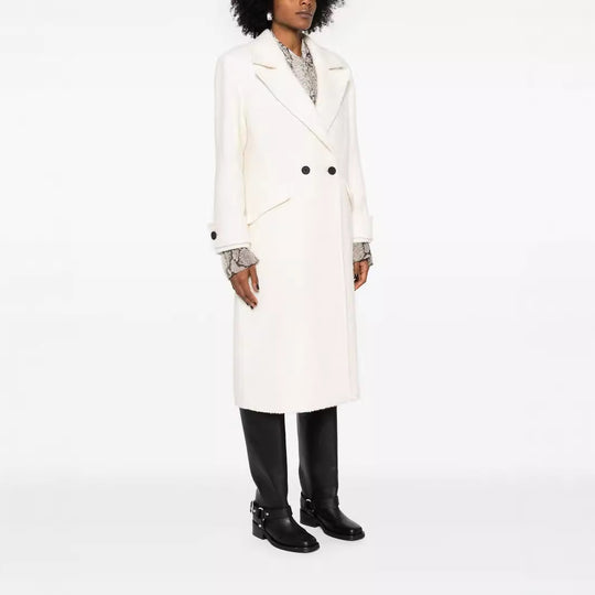Damen Gerade geschnittener Midi-Wollmantel mit Oversize-Revers und verdeckter Knopfleiste Shop Nory