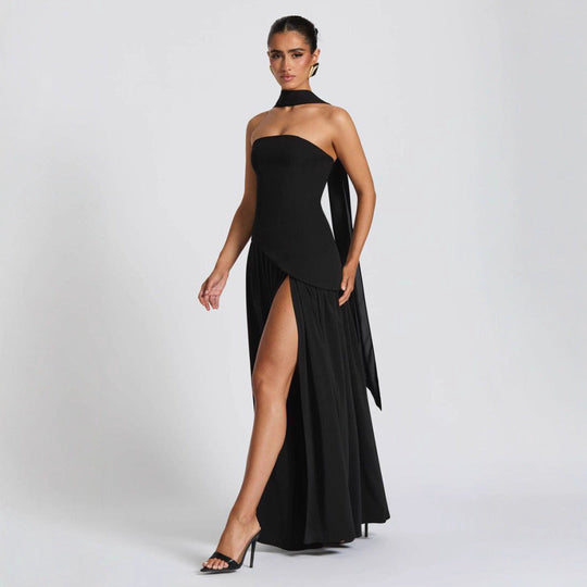 Damen Hochwertiges Abendkleid mit asymmetrischem Schnitt und elegantem Schlitz
