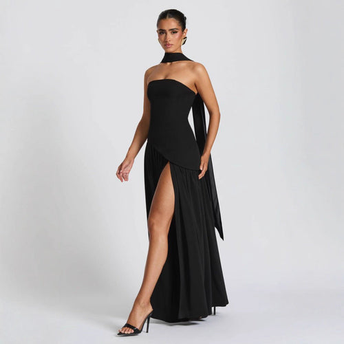 Damen Hochwertiges Abendkleid mit asymmetrischem Schnitt und elegantem Schlitz