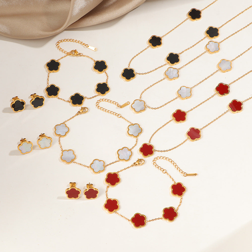 Damen Blüten-inspirierte Mutter der Perle Ohrstecker Shop Nory