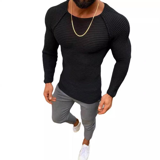 Herren Langarm Strickshirt mit eleganter Struktur