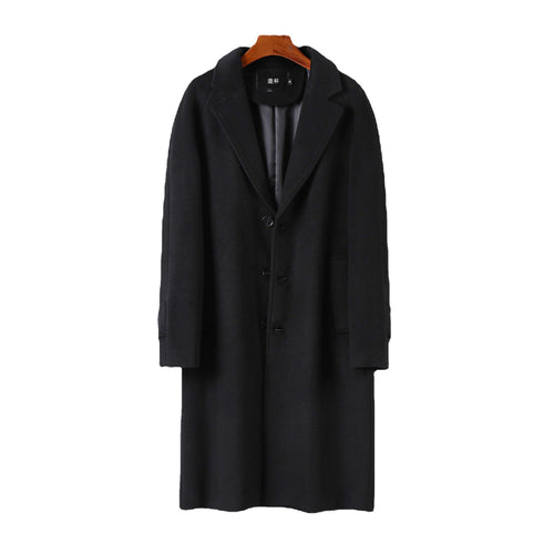 Herren Maxilanger Wollmantel mit cleanem Schnitt, schmalem Revers und innenliegendem Futter Shop Nory