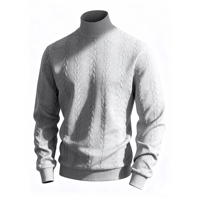 Herren Grobstrick-Rollkragenpullover mit Zopfmuster und gerippten Bündchen Shop Nory