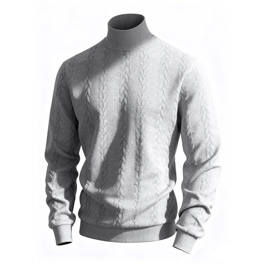 Herren Grobstrick-Rollkragenpullover mit Zopfmuster und gerippten Bündchen Shop Nory