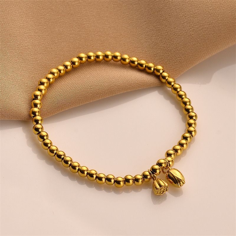 Damen Zierliches Gold Beaded Charm Fußkettchen Shop Nory
