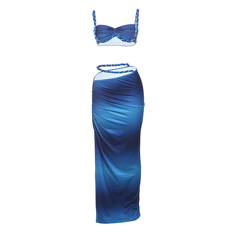 Damen Oberteil und Maxi Rock Set