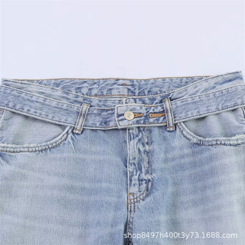 Damen Weite High‑Waist‑Jeans mit seitlichen Schlitzeinsätzen und Rockeffekt Shop Nory