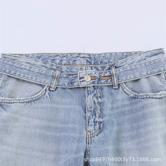 Damen Weite High‑Waist‑Jeans mit seitlichen Schlitzeinsätzen und Rockeffekt Shop Nory