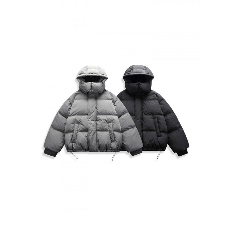 Unisex Kurze Steppjacke mit Kapuze, hohem Stehkragen und verstellbarem Saum Shop Nory