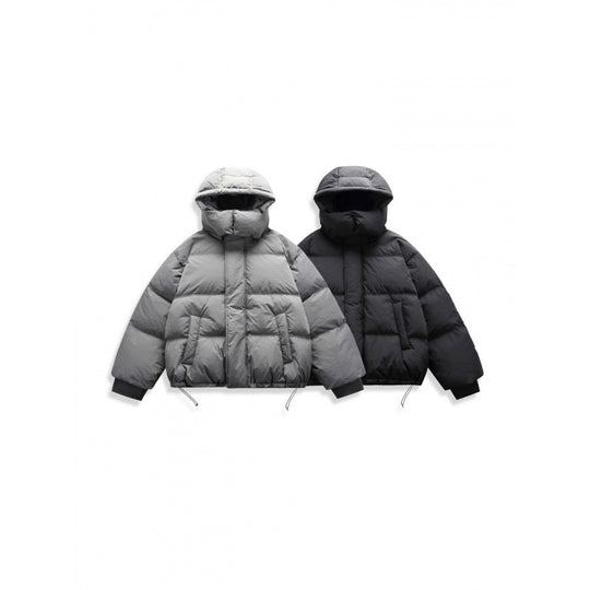 Unisex Kurze Steppjacke mit Kapuze, hohem Stehkragen und verstellbarem Saum Shop Nory