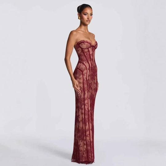 Damen Abendkleid mit raffinierten Spitzen-Details Shopnory