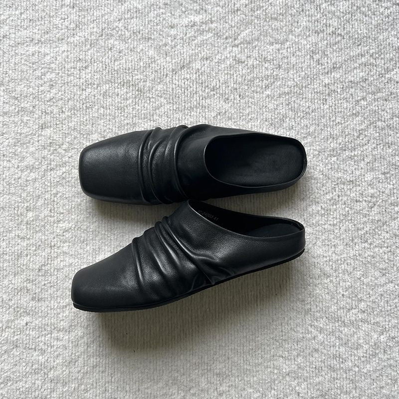 Damen Leder-Slipper mit quadratischer Zehenpartie und gerafftem Schaft Shop Nory