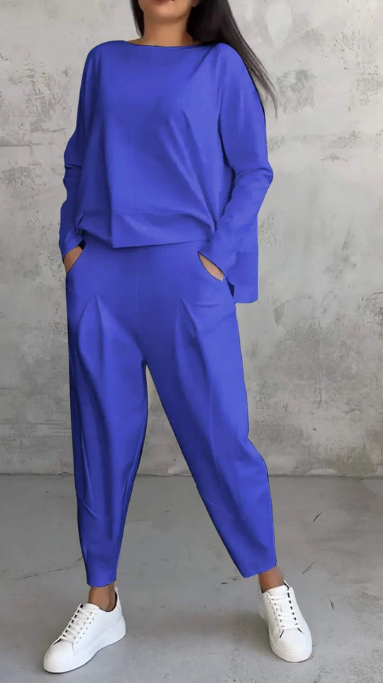 Jogginganzug Damen Lounge-Set mit weiten Ärmeln und Taschen