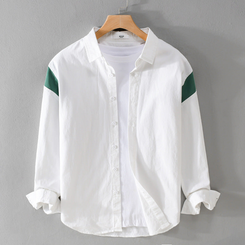 Herren Leichtes Baumwoll-Layering-Hemd mit Kontrastschulterpaneel und innenliegendem T-Shirt Shop Nory