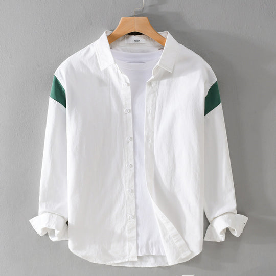 Herren Leichtes Baumwoll-Layering-Hemd mit Kontrastschulterpaneel und innenliegendem T-Shirt Shop Nory