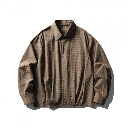 Herren Kurz geschnittenes kastiges Overshirt mit Karomuster, Hemdkragen und elastischem Saum Shop Nory