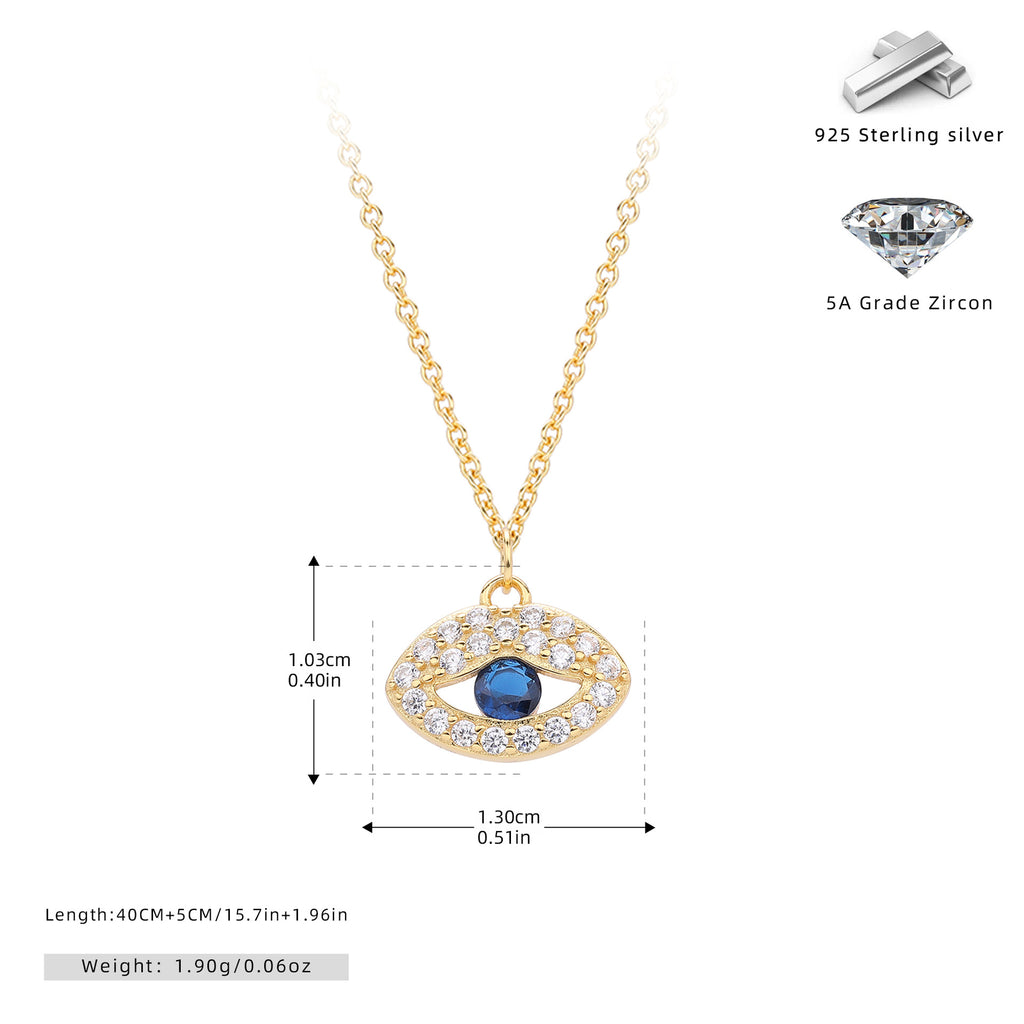 Damen Halskette mit schützendem Augenmotiv aus 925 Sterling Silber und funkeln Zirkonia Shop Nory
