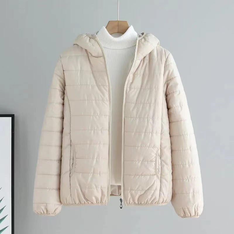 Damen gesteppte Übergangsjacke mit praktischen Taschen und Kapuze