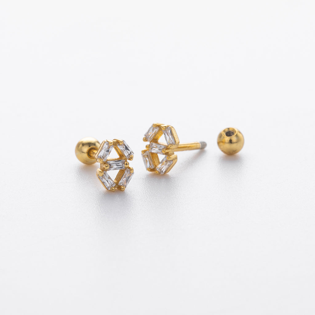 Damen Ohrstecker mit funkelnden 5A Zirkonsteinen in geometrischem Design Shop Nory