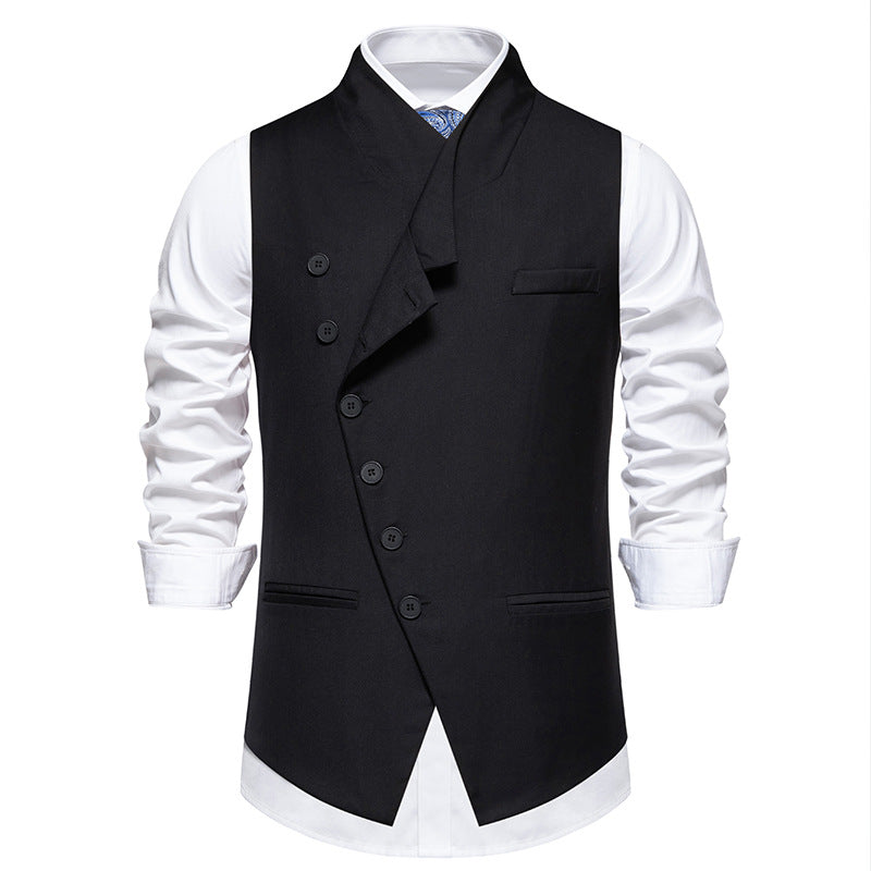 Herren asymmetrische doppelreihige Anzugweste mit schräger Knopfleiste und taillierter Silhouette Shop Nory