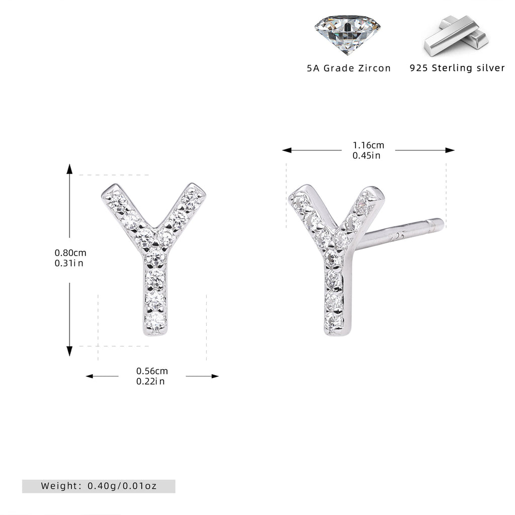 Damen Ohrstecker aus 925 Sterling Silber mit luxuriösem Zirkonbuchstaben R Shop Nory