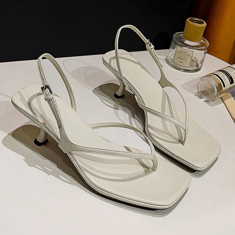 Damen elegante Schlappen mit schickem Riemendesign und komfortablem Absatz