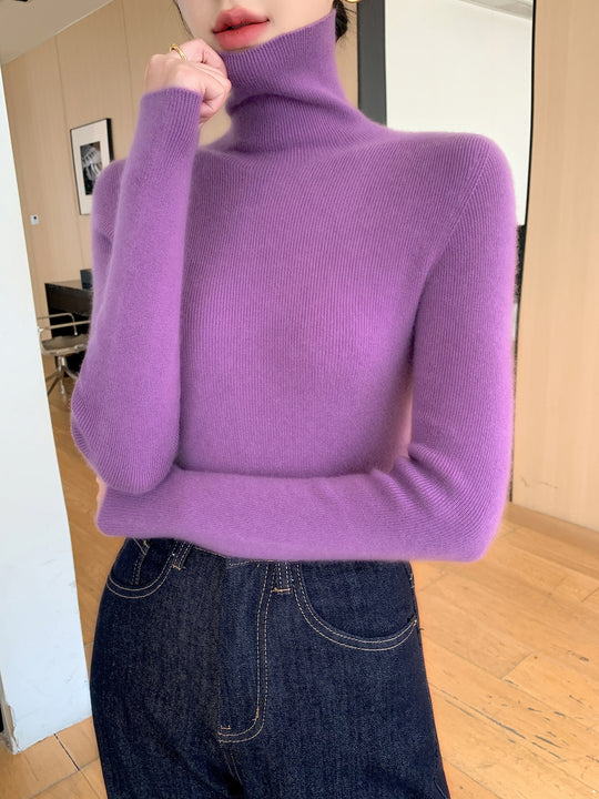 Damen Schlanker Feinstrickpullover mit hohem Rollkragen und feiner Rippstruktur Shop Nory