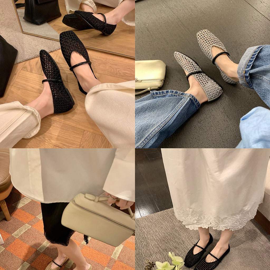 Damen Ballerinas mit strukturiertem Obermaterial und flexiblem Fußbett