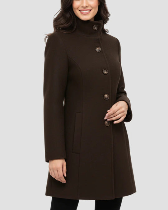 Damen Elegante Wolljacke mit hohem Kragen