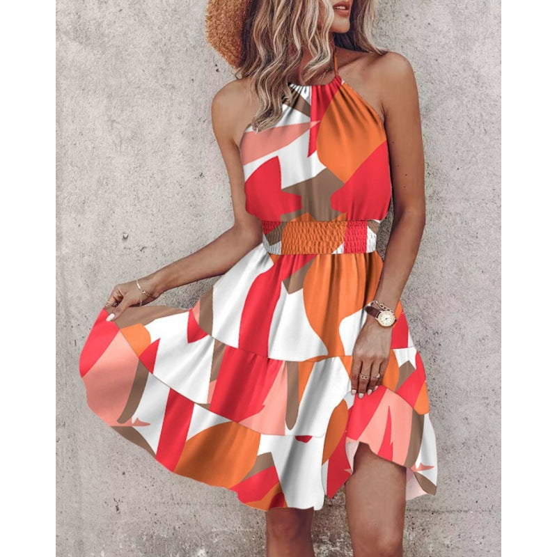 Damen Freizeitkleid mit floralen Druckdetails und Taillengürtel