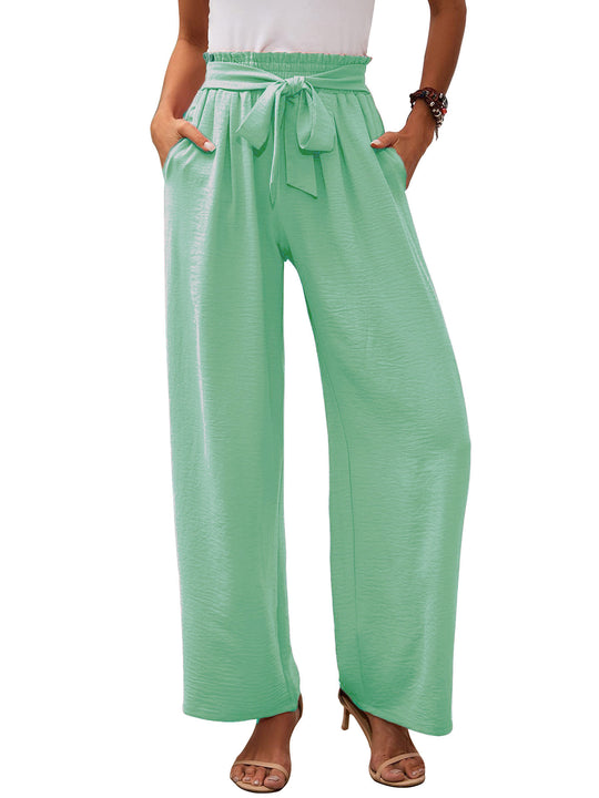 Damen Paperbag-Hose mit weitem Bein, elastischer Taille und Bindegürtel Shop Nory